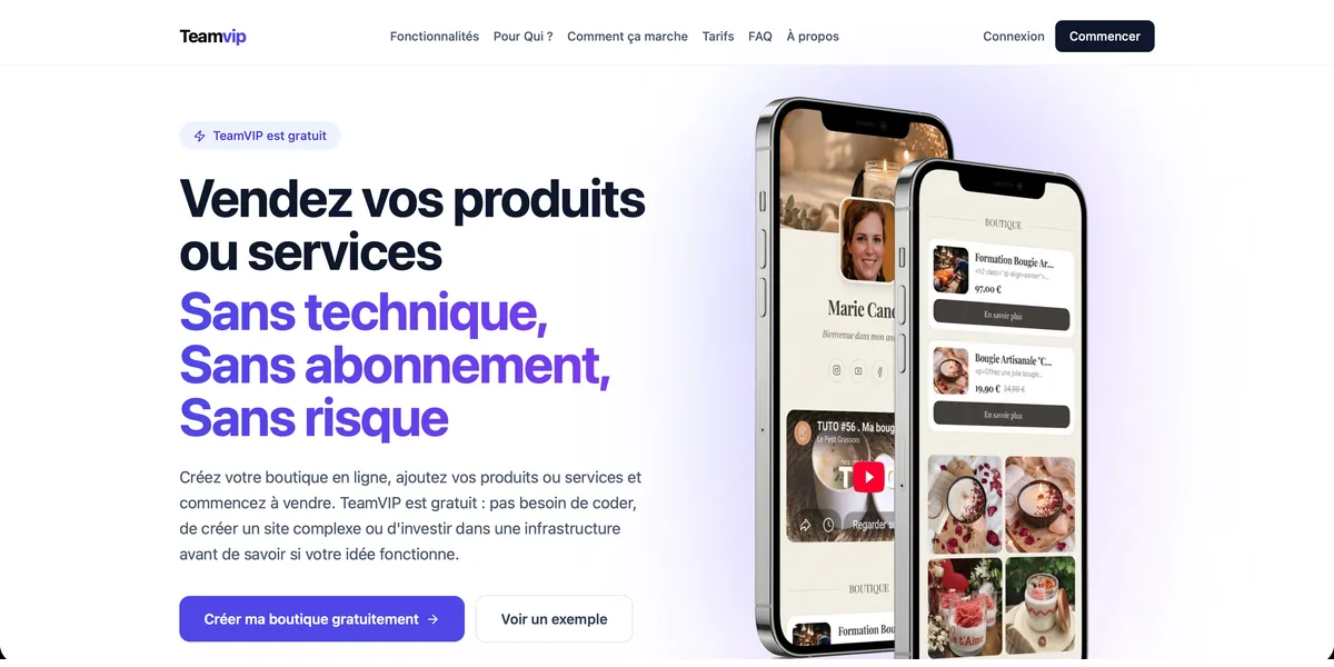 Capture du site TeamVIP