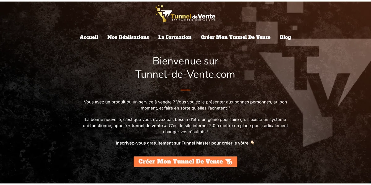 Capture du site Tunnel de vente